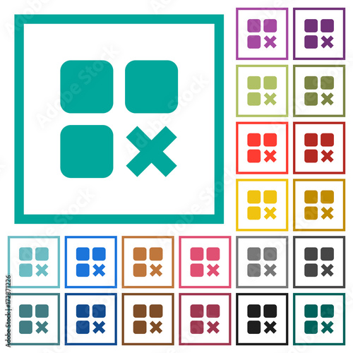 Component cancel flat color icons with quadrant frames