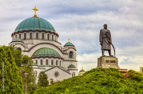 Obraz na płótnie The great temple of St. Sava and monument to Karadjordje. HDR image w salonie