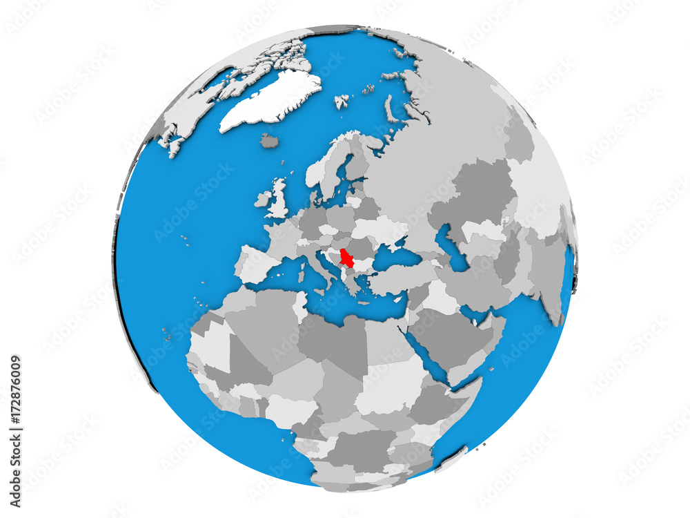 Naklejka premium Serbia on globe isolated