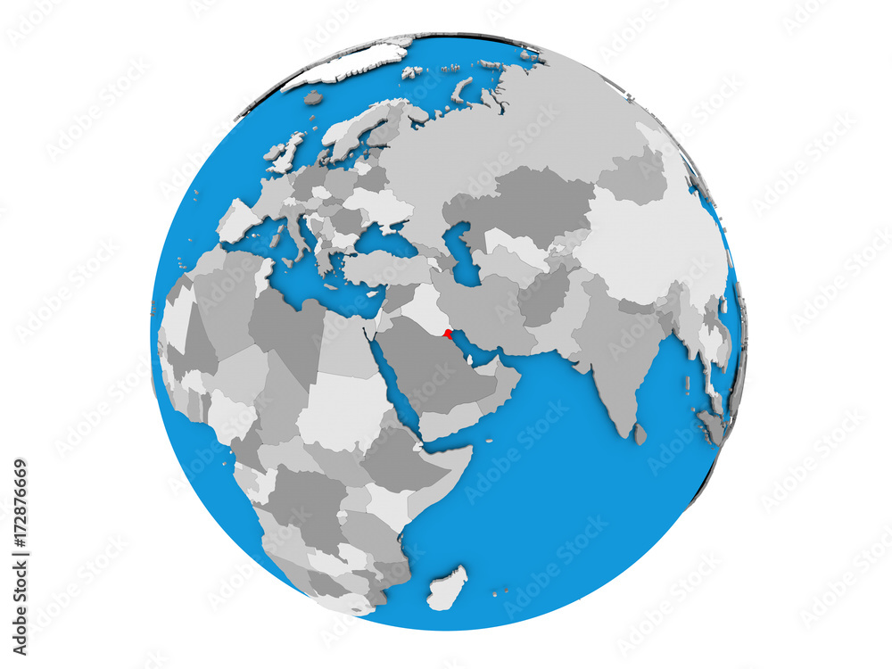 Fototapeta premium Kuwait on globe isolated