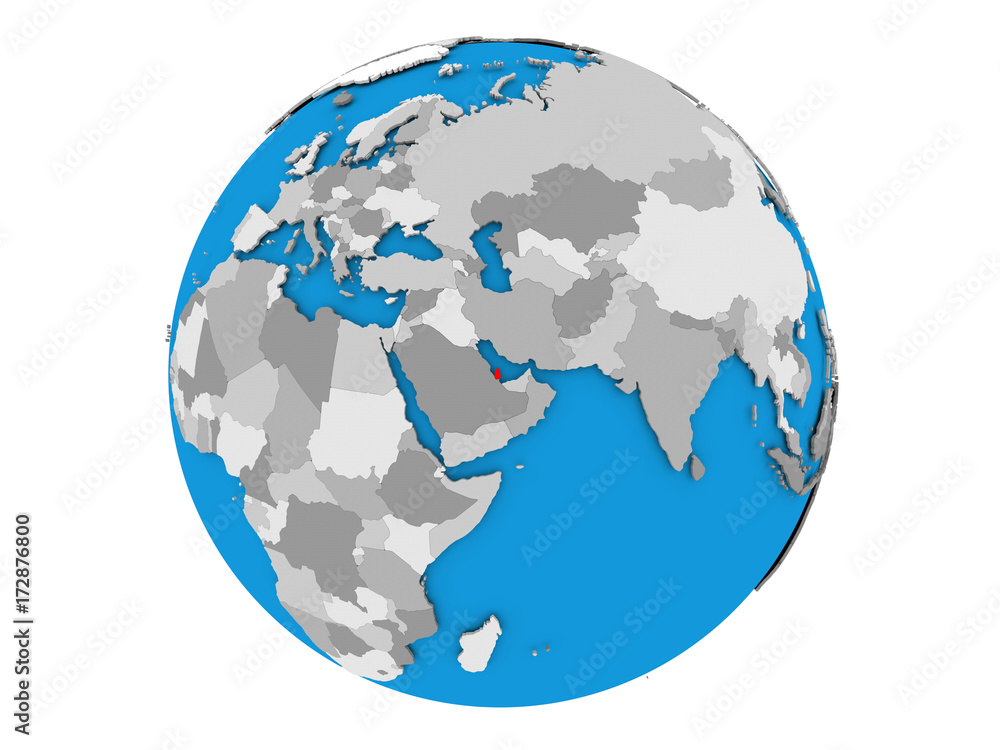 Fototapeta premium Qatar on globe isolated