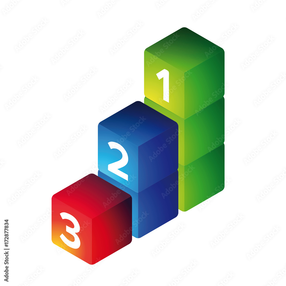 Winners podium vector cubes Winners podium vector cubes