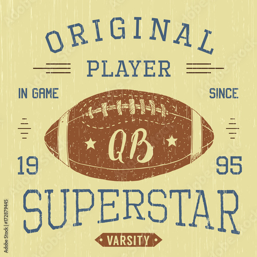 T-shirt design, Football quarterback superstar typography graphics, vector illustration