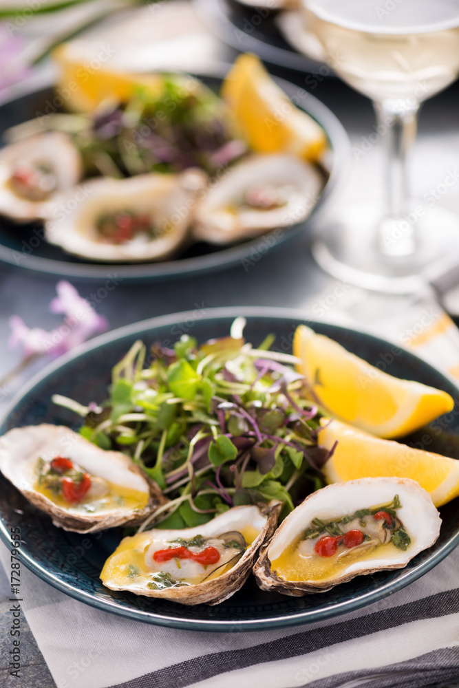 Grilled Oysters with Herb Butter Sauce Grilled Oysters with Herb Butter Sauce