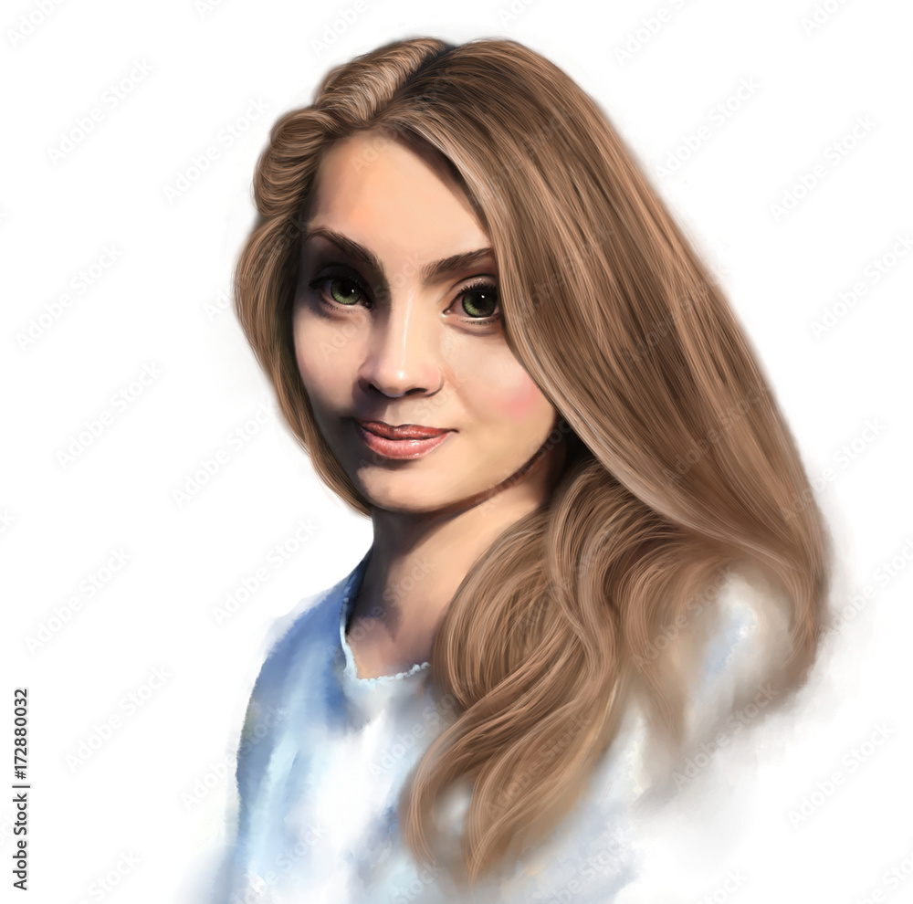Naklejka premium Women portrait, oil paintings, digital art