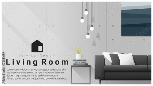 Interior design with Modern living room background , vector , illustration