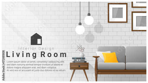 Interior design with Modern living room background , vector , illustration
