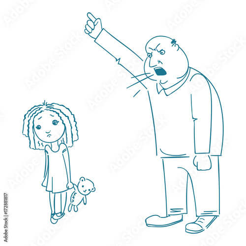 Father scolds his daughter.
