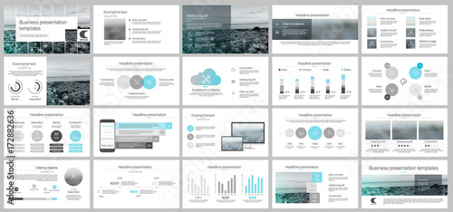 Blue presentation templates elements on a white background. Vector infographics. Use in Presentation, flyer and leaflet, corporate report, marketing, advertising, annual report, banner.