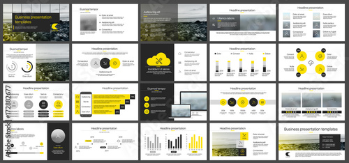 Yellow presentation templates elements on a white background. Vector infographics. Use in Presentation, flyer and leaflet, corporate report, marketing, advertising, annual report, banner.