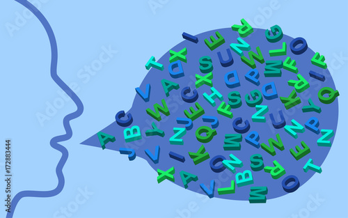 Talking concept with letters, vector