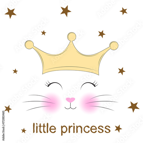Cute fantasy cat princess . Sweet kids graphics for t-shirts.