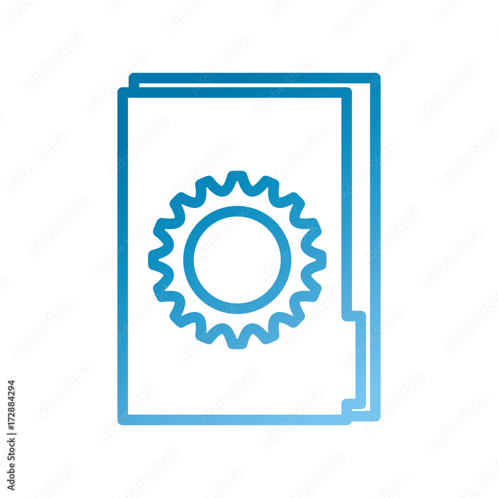 office folder with gear collaboration solution work vector illustration