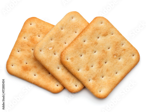 Fotótapéta Dry cracker cookies isolated on white background cutout