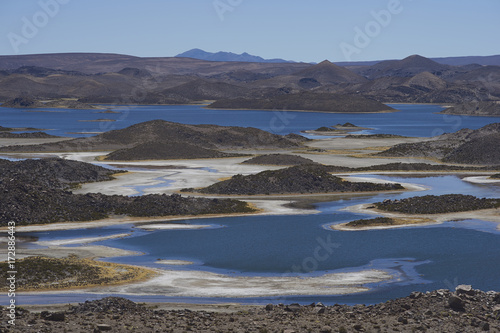 Lagunas de Cotacani in Lauca National Park high on the Altiplano of northern Chile.