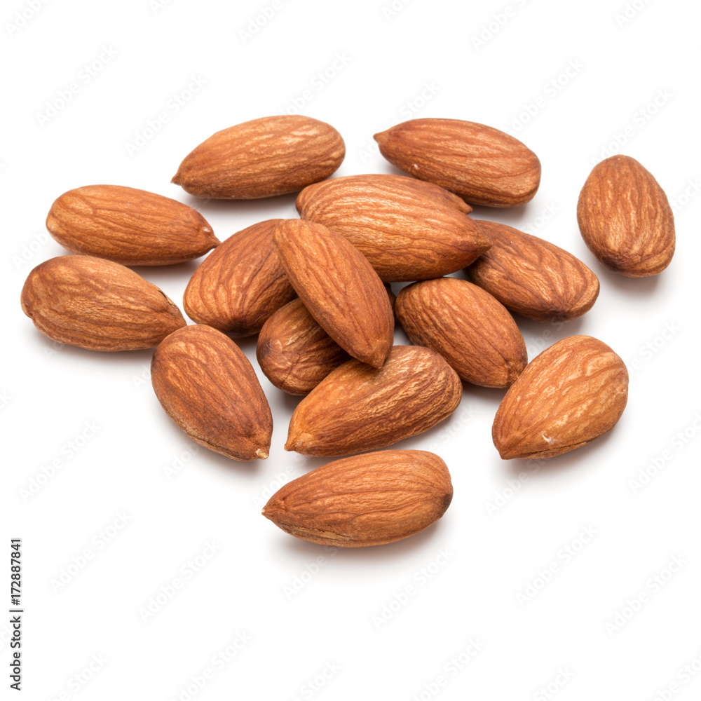 almond nuts isolated on white background close up almond nuts isolated on white background close up