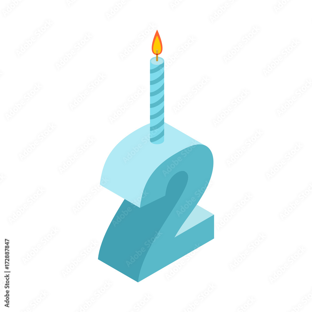 2 number and Candles for birthday. two figure for holiday cartoon style. Vector illustration 2 number and Candles for birthday. two figure for holiday cartoon style. Vector illustration