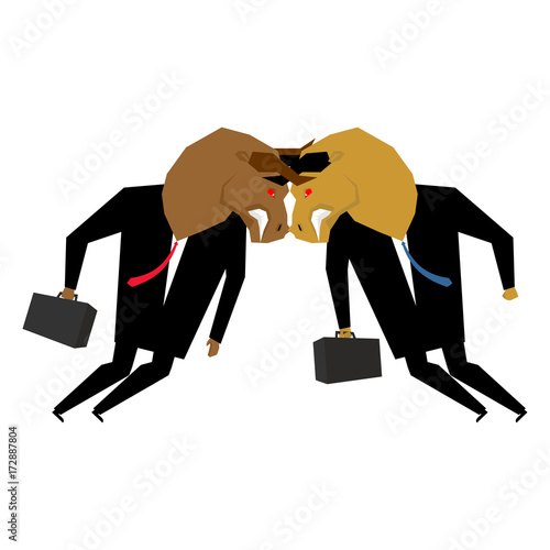 Bullfighting businessman. Business negotiations. Vector illustration