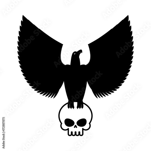 Eagle and skull template for emblem. Hawk logo. Vector illustration