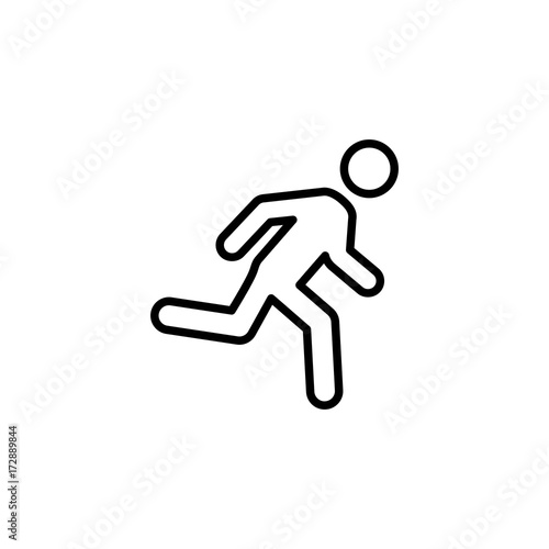 thin line running man icon on white background