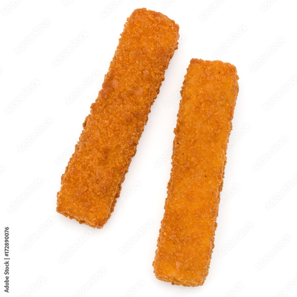 Crispy Fish fingers isolated on white background Crispy Fish fingers isolated on white background