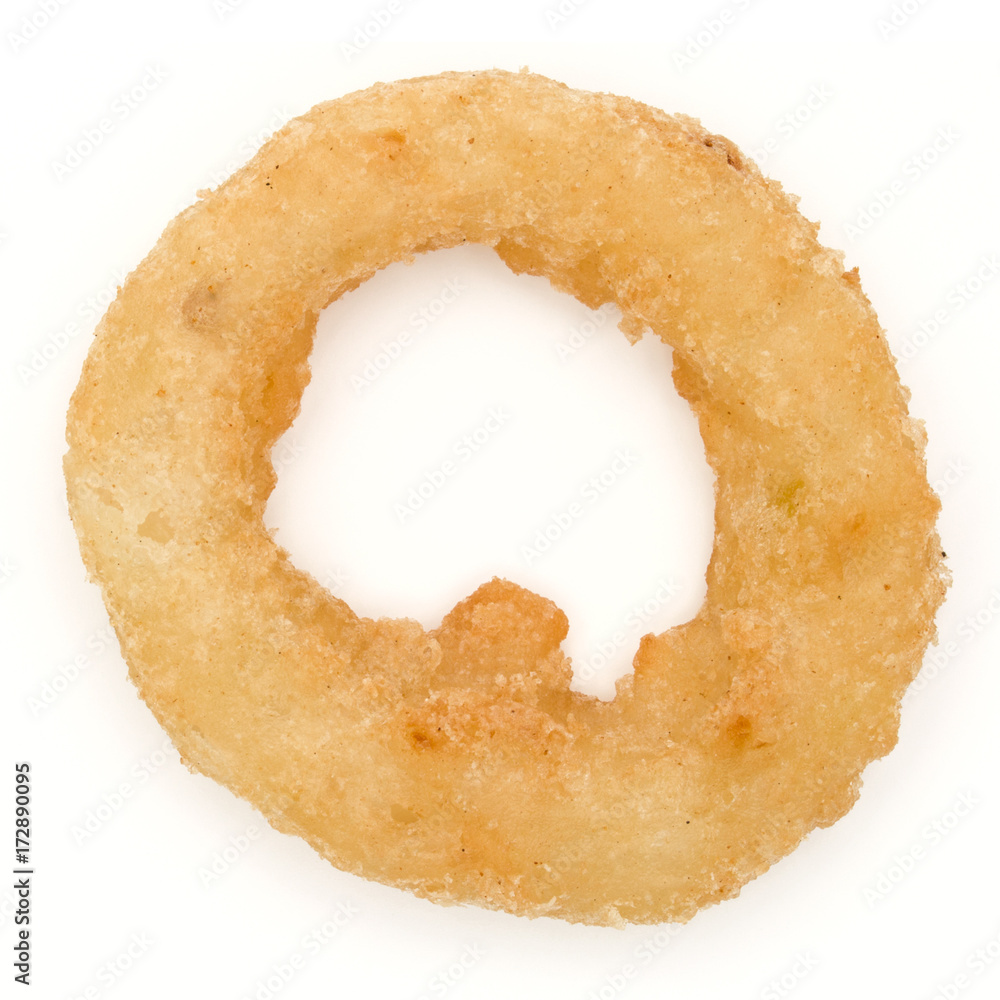 Crispy deep fried onion or Calamari ring isolated on white background Crispy deep fried onion or Calamari ring isolated on white background
