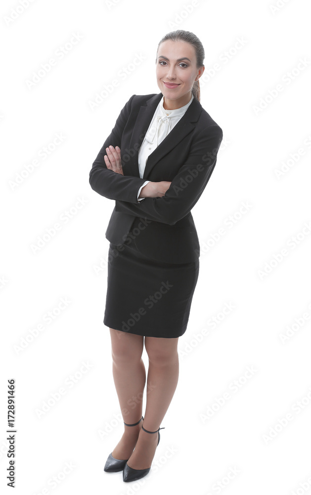 smiling female Manager.portrait in full growth smiling female Manager.portrait in full growth