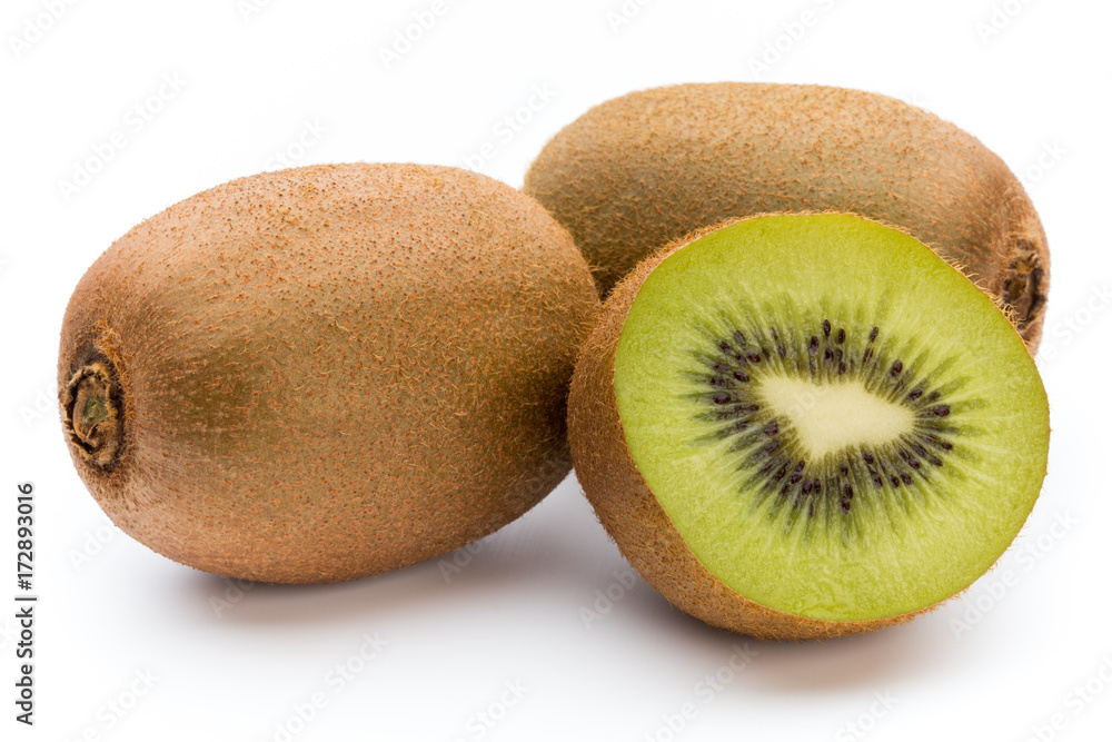Kiwi fruit and sliced isolated on white background. Kiwi fruit and sliced isolated on white background.