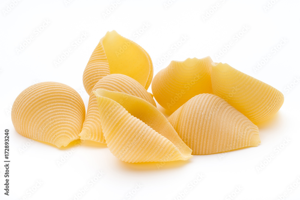 Italian lumaconi isolated on white background. Italian lumaconi isolated on white background.