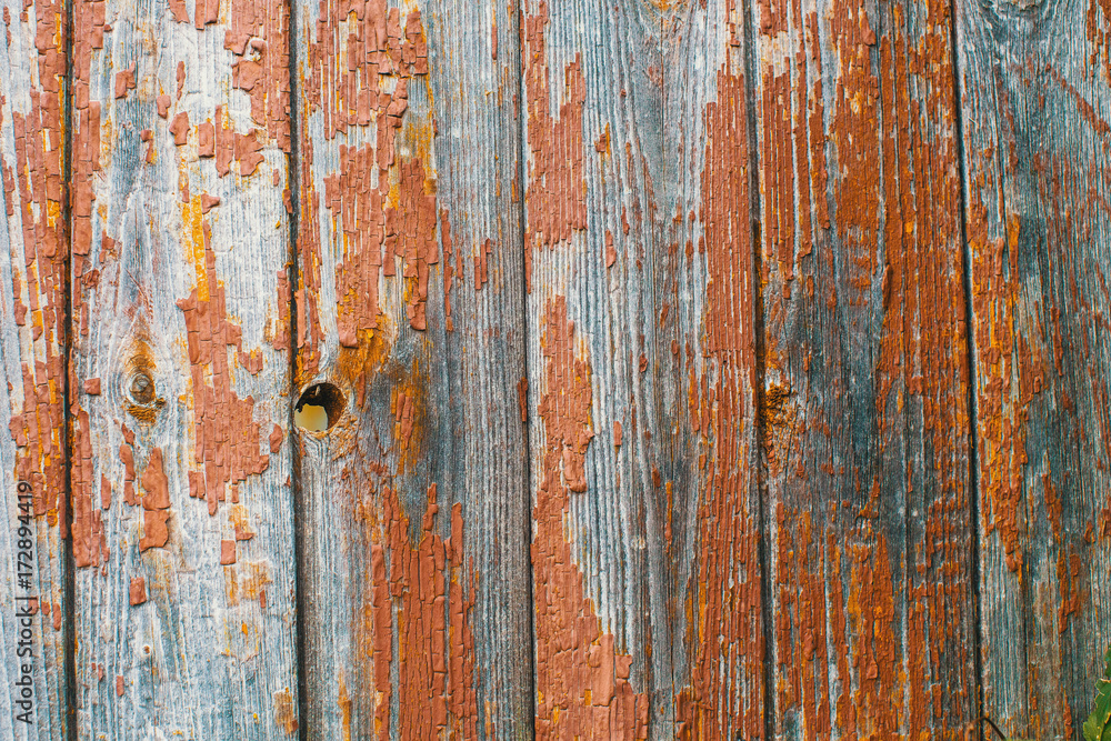 Peeling paint on old wooden rustic material on the wall. Wood texture backgrounds. Peeling paint on old wooden rustic material on the wall. Wood texture backgrounds.