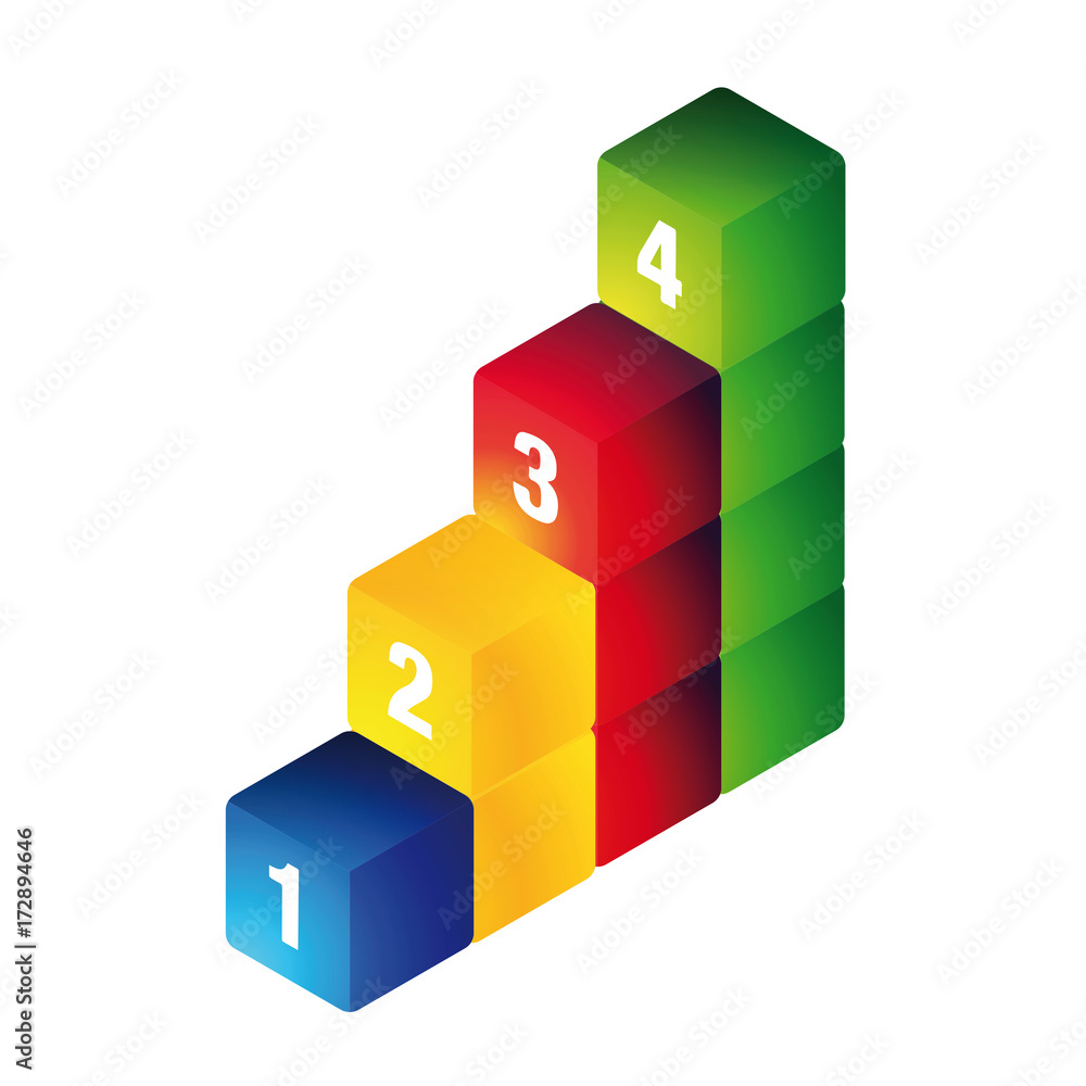 Naklejka premium One two three four cubes progress bar