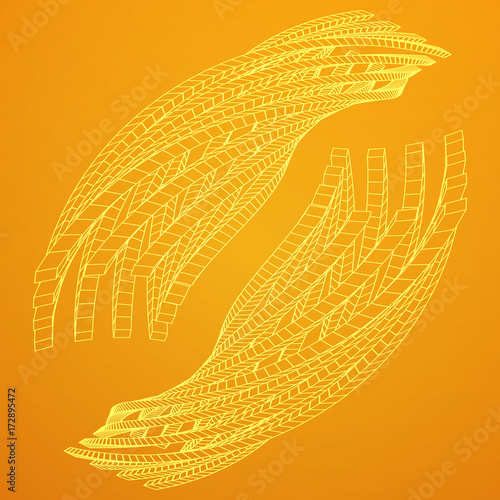 Low poly truss structure wireframe mesh background. Scinece and tech vector illustration.