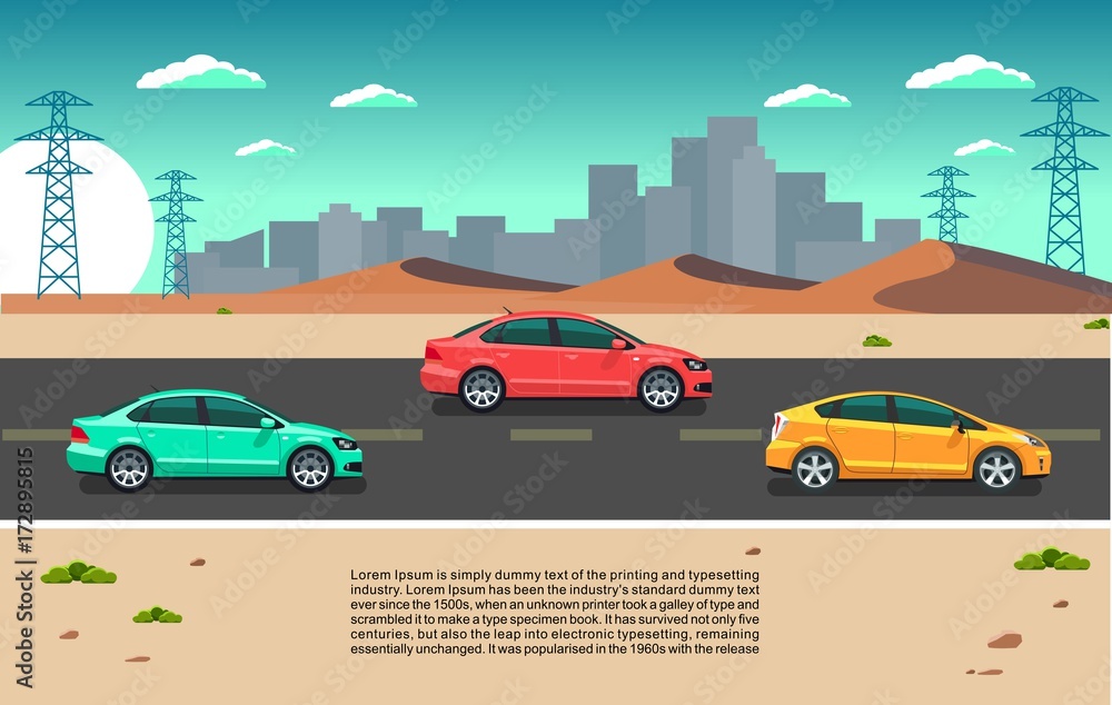 Cars in a desert road Cars in a desert road