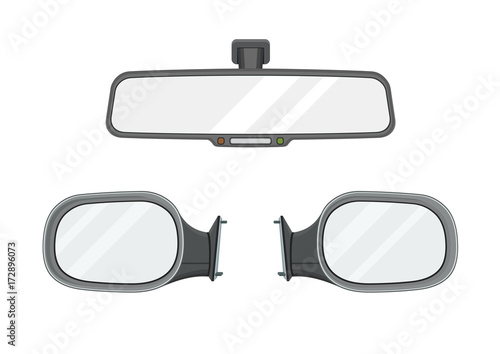 Rear view mirrors. Realistic set. Vector illustration.