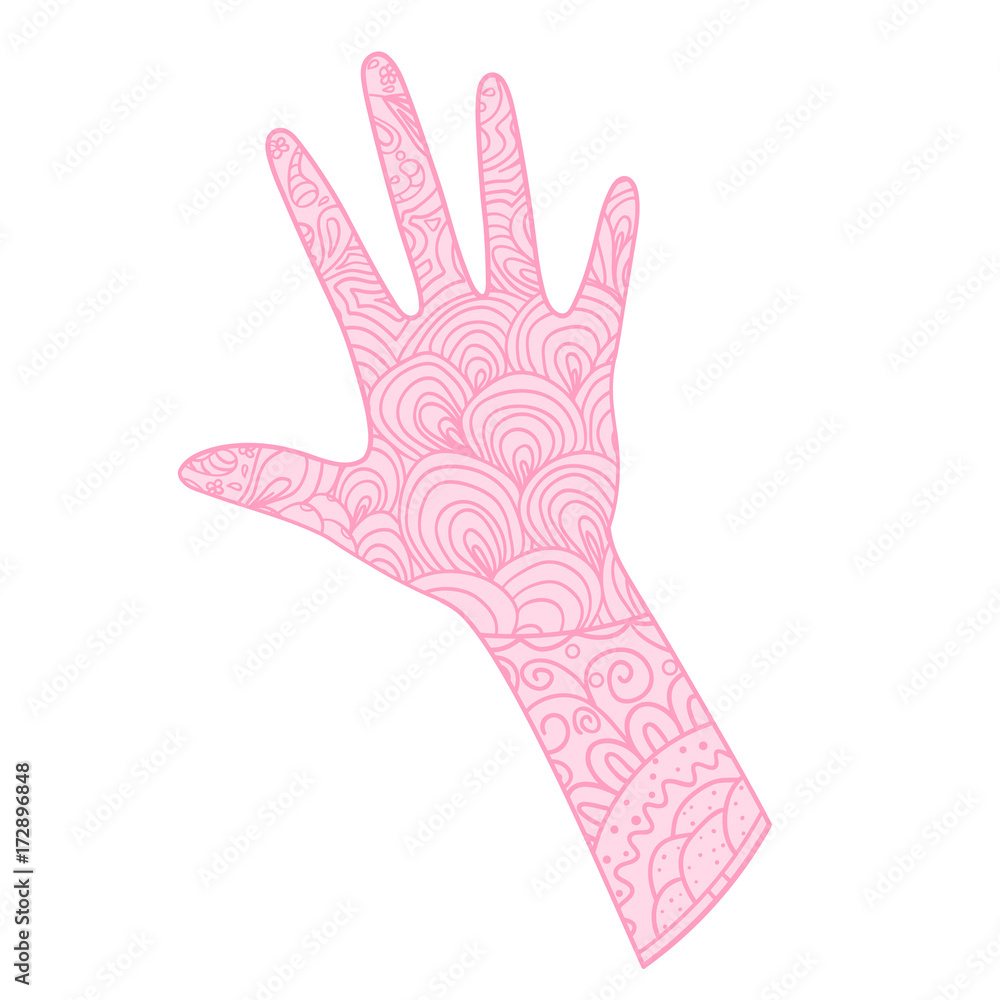 Obraz premium Arm. Hand drawn abstract patterns on isolation background. Design for spiritual relaxation for adults. Print for polygraphy, t-shirts, posters and textiles