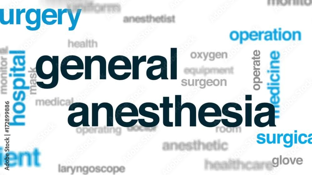 General anesthesia animated word cloud, text design animation. General anesthesia animated word cloud, text design animation.