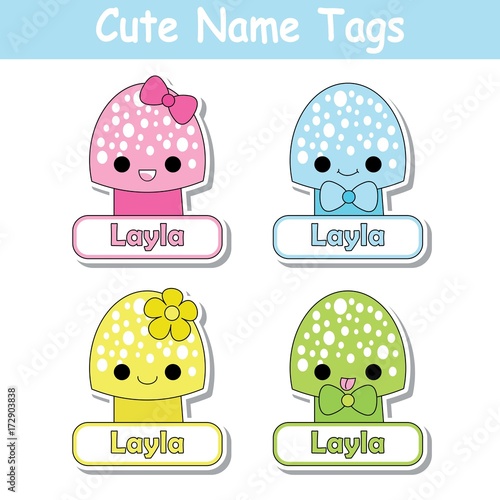 Vector Cartoon Illustration With Colorful Cute Mushrooms Suitable For Kid Name Set Design Label Name And Printable Sticker Set Stock Vector Adobe Stock Vector Cartoon Illustration With Colorful Cute Mushrooms Suitable For Kid Name Set Design Label Name And Printable Sticker Set Stock Vector Adobe Stock