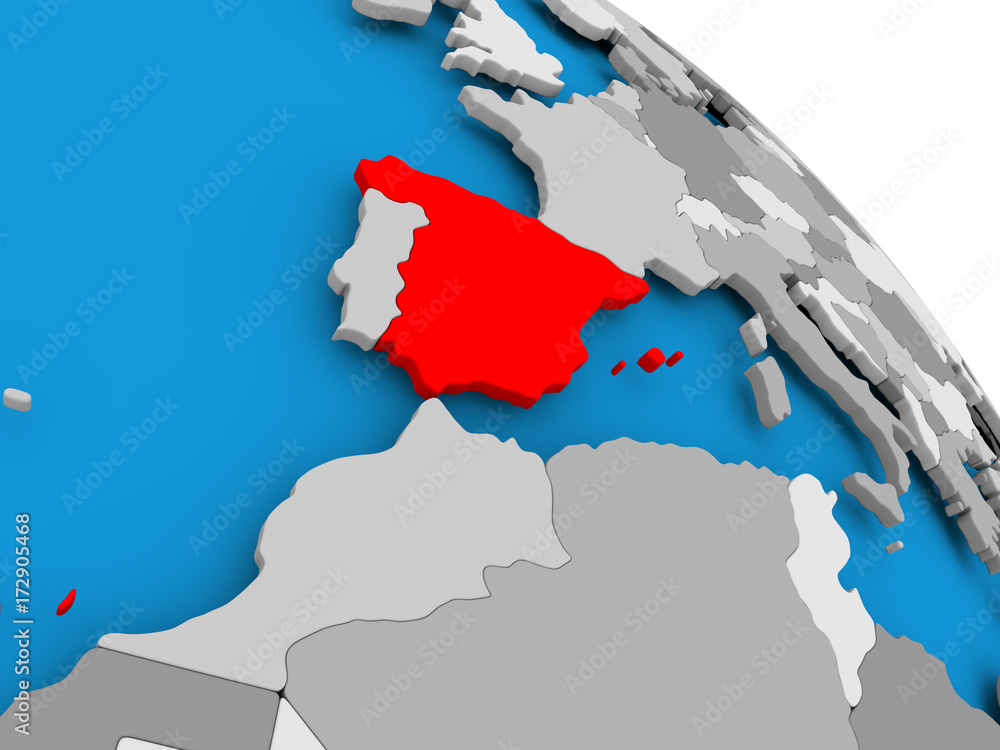 Spain in red on map
