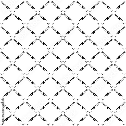 Seamless ornate grid pattern. Vector graphic on isolated black background.