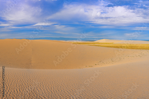 magnificent ripple surface of sandy dunes at sunny day