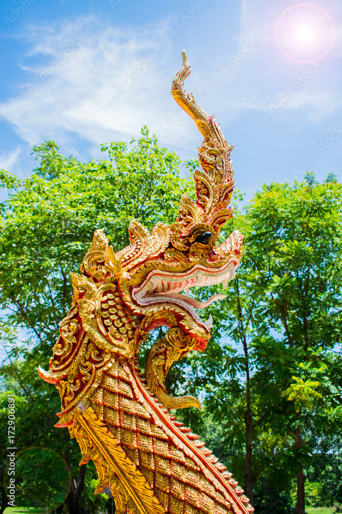 Fototapeta premium King of Nagas (serpent) in Wat Ratchakirihirunyaram, Phitsanulok, Thailand