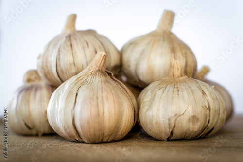 Organic garlic on a white background