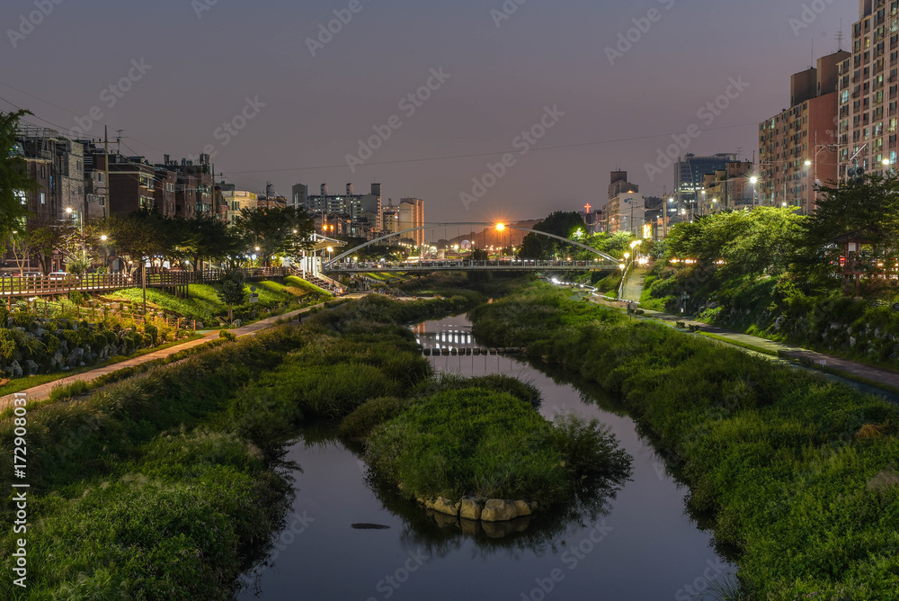 Obraz premium seoul city night, south korea by long exposure