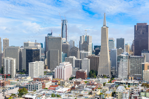 Beautiful view and Skyline of business center in downtown San Francisco  California in USA