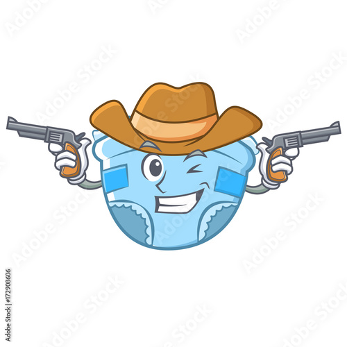 Cowboy baby diaper character cartoon