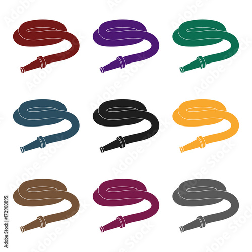 Garden hose with nozzle. Hose for watering beds.Farm and gardening single icon in black style vector symbol stock illustration.