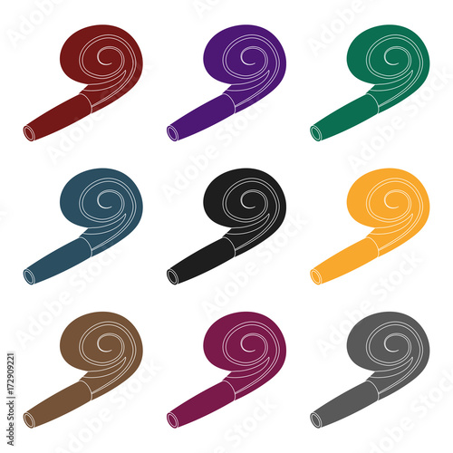 A festive whistle with a ribbon.Party and parties single icon in black style vector symbol stock illustration.