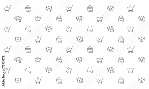Mono line Shopping Element Icon Pattern Background for Web Banner, Landing Page, Wallpaper