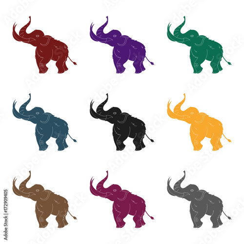 Woolly mammoth icon in black style isolated on white background. Stone age symbol stock vector illustration.