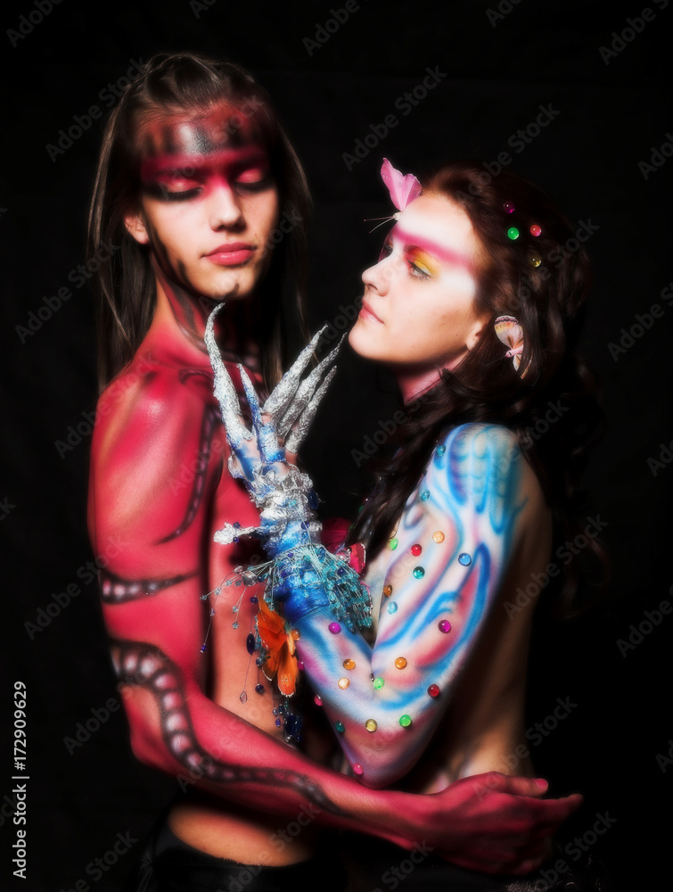 Fototapeta premium Loving couple with body art